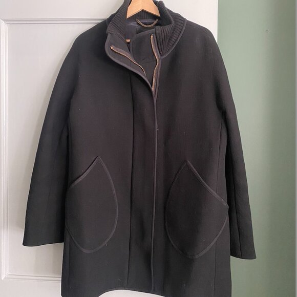 Black JCrew Double Cloth "Stadium Coat" - Size 6 - Picture 1 of 3